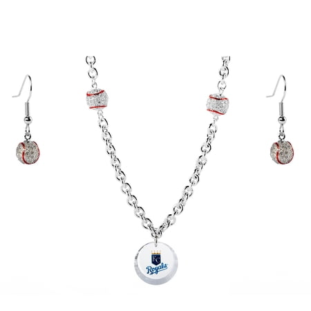 Kansas City Royals Crystals from Swarovski Baseball Necklace & Earrings