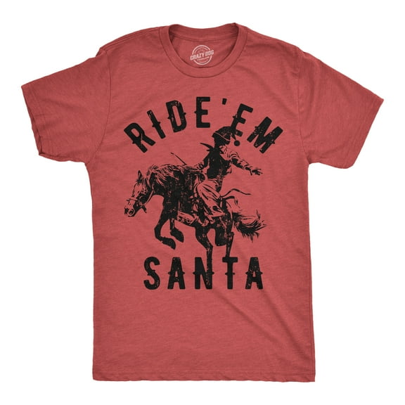 Mens Funny T Shirts Ride Em Santa Sarcastic Christmas Cowboy Santa Claus Graphic Tee for Men Graphic Tees