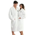thumbnail image 5 of Authentic Hotel and Spa  White Unisex Turkish Cotton Waffle Weave Terry Bath Robe with Black Block Monogram I L/XL, 5 of 5