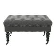 thumbnail image 2 of Linon Isabelle Square Upholstered Ottoman Black Legs in Charcoal Gray Fabric, 2 of 6