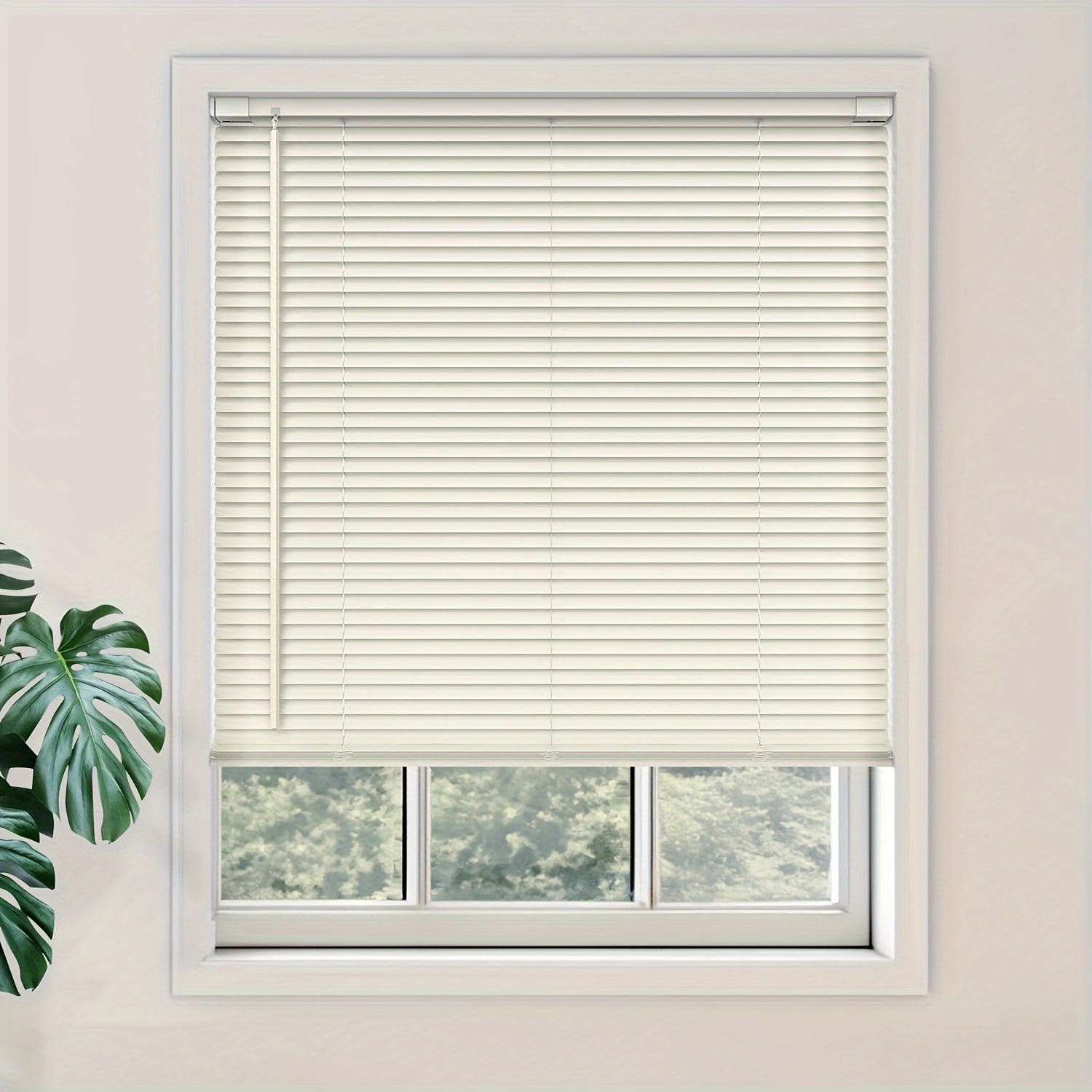 1pc Adjustable Cordless Vinyl Mini Blinds For Windows, Classic Style, Light Filtering Shades, No Tools-No Drill Installation (20-48 Inch Widths, 36 To 72 Inch Heights)