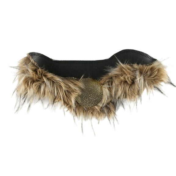 Adjustable PU1eatherBelt UniqueFur--Metal Buckle Designing Waistband Chain