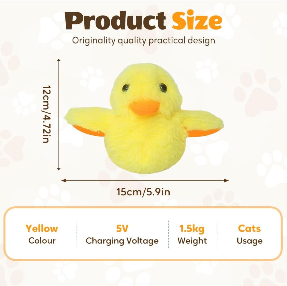 Cat Toy - Rechargeable Flapping Duck with Catnip, Touch-Activated Chirping Sound, Fluttering Wings Interactive Plush, Kitten Kicker Toy for All Breeds(1Pcs, B)