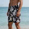 thumbnail image 2 of TKKCS Mens Graphic Swim Trunks- Breathable Quick Dry Lightweight Casual Drawstring Elastic Waist Vacation Beach Board Shorts Black Size M, 2 of 6