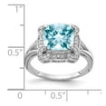 thumbnail image 5 of 925 Sterling Silver Rhodium Diamond and Checker-Cut Light Swiss Blue Topaz Ring Size 7, 5 of 6