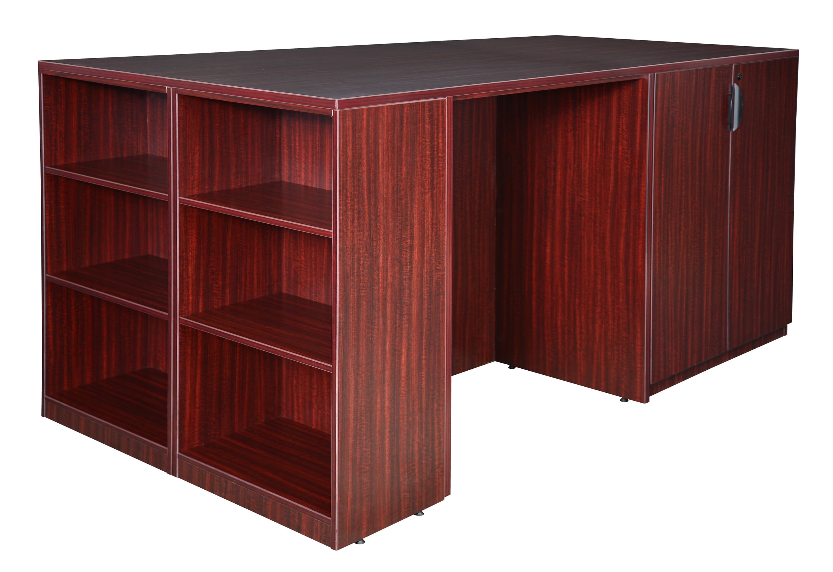 Legacy Stand Up Desk/ 3 Storage Quad with Bookcase End