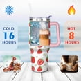 thumbnail image 4 of 40oz Cute Red Strawberry Stainless Steel Flip Straw Tumbler Spill Proof Travel Cup Double Wall Vacuum Insulated Coffee Mug with Top Handle, 4 of 6