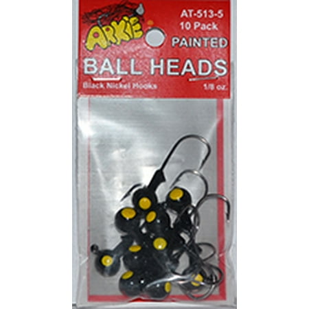 Arkie Painted Ball Jig Heads, Black, 1/8 Oz., 10 Count