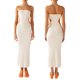 thumbnail image 1 of Vestido tubo ajustado para mujer, sin tirantes, con abertura lateral y ribete de color en contraste., 1 of 8