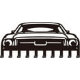 thumbnail image 1 of Organizador de llaves de metal negro con 10 ganchos para colgar en la pared, con temática de coche., 1 of 9