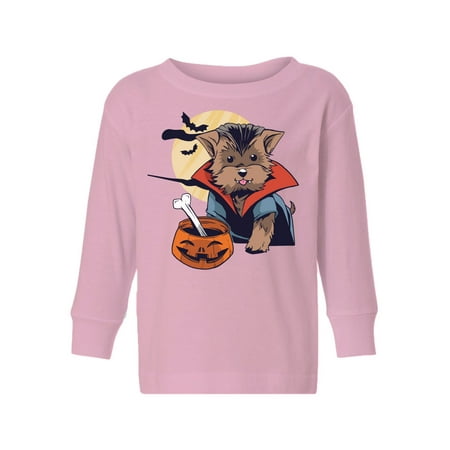 

Awkward Styles Halloween Toddler Long Sleeve Shirt Vampire Morkie Kids T-Shirt