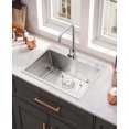 thumbnail image 7 of 24x18 Inch Drop In Kitchen Sink 16 Gauge Stainless Steel Top mount Sinks Deep Single Bowl Sink with Hot & Cold Water Faucet, Silver, 7 of 7