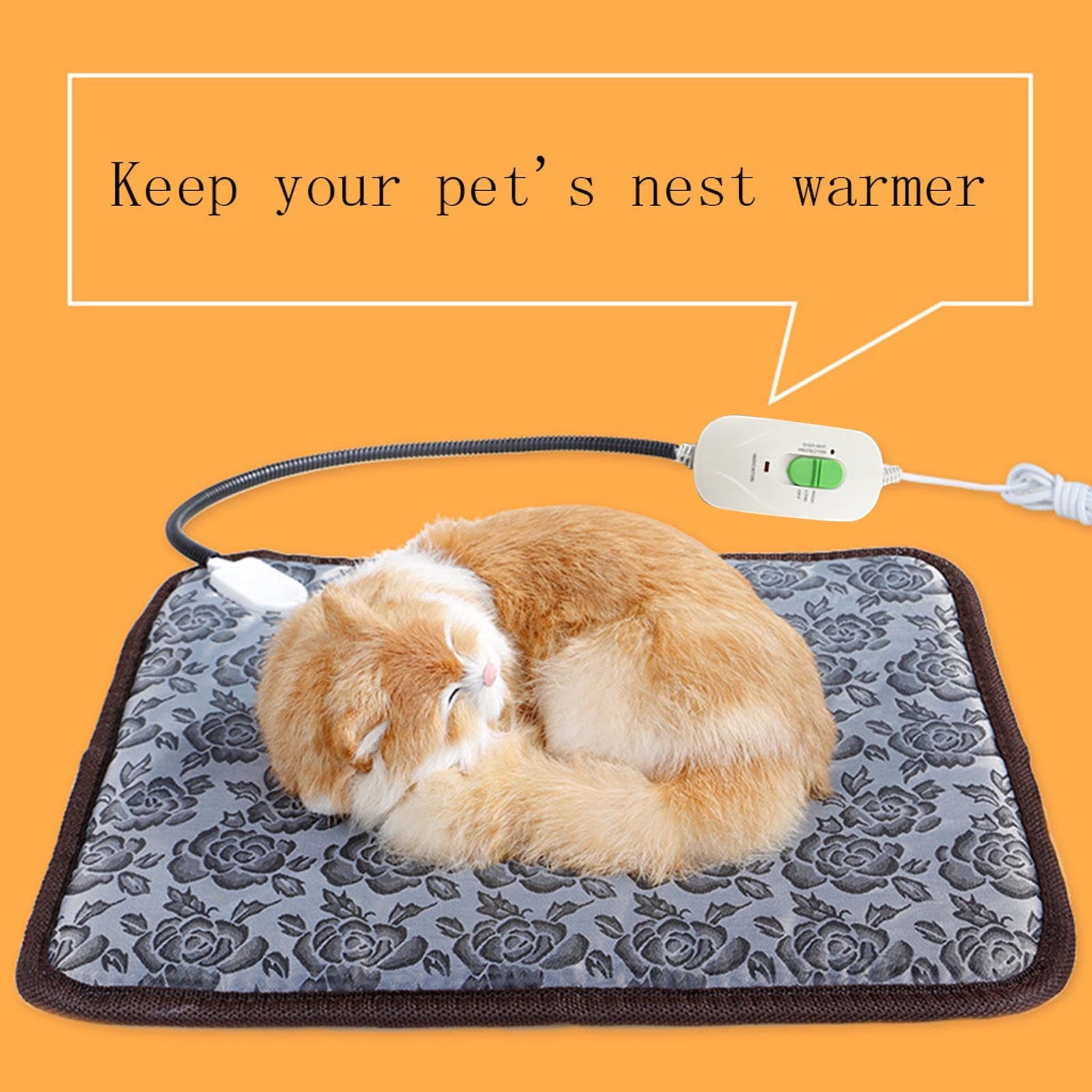 Pet Heating Pad Outdoor Waterproof Electric 18"X18" Dog Heating Pad Outdoor Large 3d Jacquard Heated Pet Mat Plug In Pet Heated Pad Dog Heater Pad Heated Dog Beds For Large Dogs