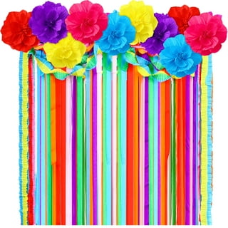 Mexican Fiesta, Streamers Backdrop Rainbow, Wall Decor, Ruffled