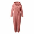 thumbnail image 5 of MGDXOX Women's Fuzzy Onesie Pajamas Warm Zipper Hooded Jumpsuit Sherpa Pj Romper One Piece Sleepwear Soft Plush Loungewear Pink XXXL, 5 of 6