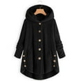 thumbnail image 3 of Plus Size Fleece Hooded Jacket for Women Long Sleeve Plush Overcoat Sherpa Lined Outerwear Button down Coat, 3 of 6