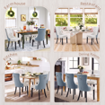 thumbnail image 2 of EHANCIS Modern Tufted PU Leather & Velvet Upholstered Dining Chairs, Set of 2, Kitchen Side Chairs with Nailhead Trim & Solid Wood Legs, White/Blue, 2 of 8