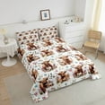 thumbnail image 3 of Erosebridal Highland Cow Comforter Set King, Flowers Bedding, Kawaii Farmhouse Wild Animals Bedding Comforter Sets, Spring Botanical Floral Leaves Duvet Insert, Brown Yellow, 3 of 6
