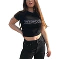 thumbnail image 5 of Jxzom Women Y2K Short Sleeve Crop Top Rhinestone Letter Slim Fit T-Shirt Club Streetwear, 5 of 6