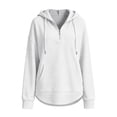 thumbnail image 4 of CAIVO Women Hoodies Oversized Long Sleeve Hoodied Sweatshirt Quarter Zip Up Hoodies Pullover Curved Lightweight Oversized Fashion Fall Win Solid Color Athletic Tops, 4 of 5