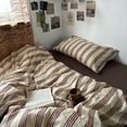 thumbnail image 3 of JOLUSERE 100% Organic Cotton Duvet Cover King Set, 3-Piece Reddish-Brown Stripes Soft Bedding Set, 3 of 11