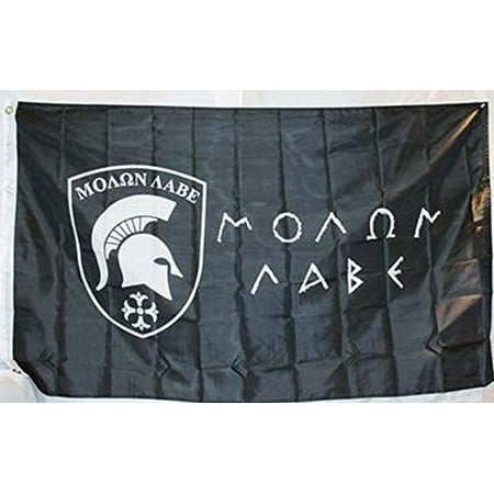 3x5 Black Molon Labe Flag Come and Take It Greek Spartan Indoor Outdoor, Quality 3x5ft Super Polyester Flag from Extracart By Ruffin Flag