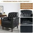 thumbnail image 3 of UIXE Faux Leather Accent Chair for Living Room, Tufted Arm Chair Retro Upholstered Club Armchair with Solid Wood Legs, Blue Black, 3 of 6