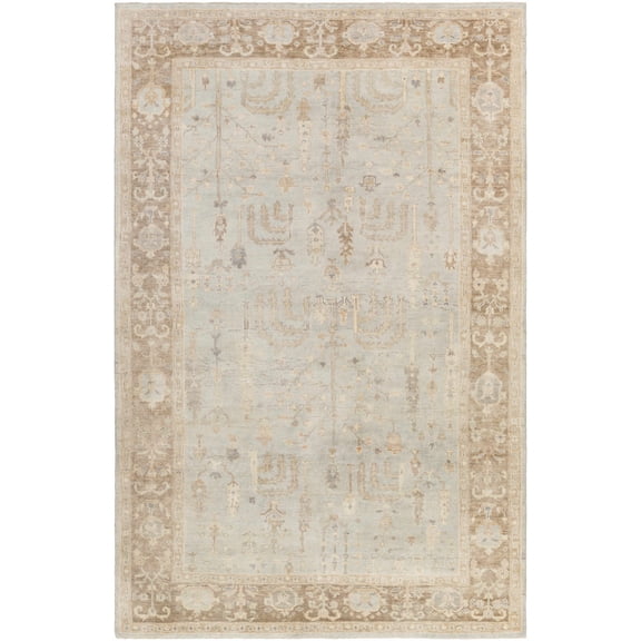 Hauteloom Southborough Wool Living Room, Bedroom Area Rug - Traditional - Cream, Light Sage, Tan - 2' x 3'