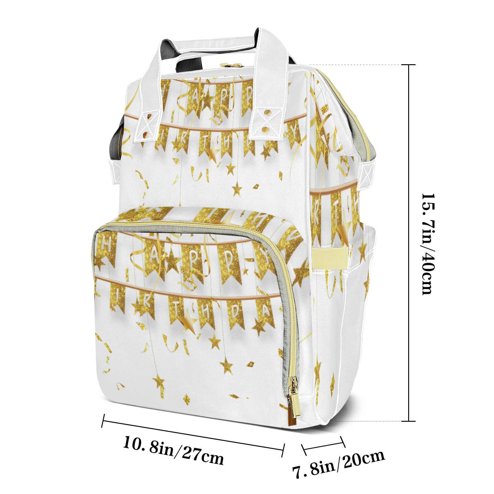 Happy Birthday Diaper Backpack – Large Capacity, Insulated Baby Bottle Pocket, Multifunctional Mommy Bag for Boys & Girls
