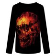 thumbnail image 5 of Camiseta de manga larga con estampado de cuello redondo a la moda para mujer, blusas informales sueltas Fridja  hkj2787, 5 of 5
