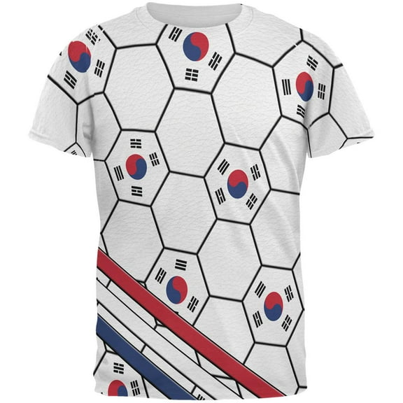 World Cup South Korea Soccer Ball All Over Mens T Shirt Multi 2XL