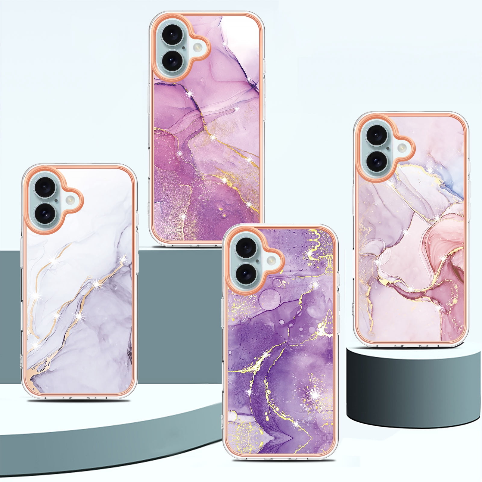 Case for iPhone 7 Marble-patterned gold-edge phone case - Stylish protection