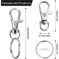thumbnail image 3 of Ganchos para Llavero con Llaveros, Broches De Metal con Mosquetón Giratorios, para llavero con Cordón, Fabricación de Joyas, Manualidades - Plata (50 Ganchos Para Llavero + 50 Anillos De Llavero), 3 of 4