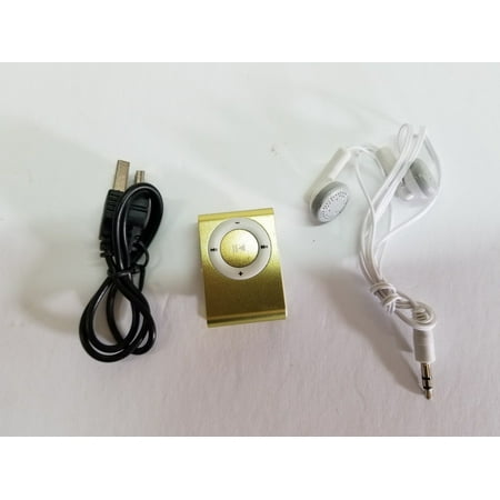 Gold  Aluminum Metal Mini Clip on MP3 Music Audio Player &
