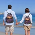 thumbnail image 5 of Fuzoiu Starry Night Purple Irises Print Drawstring Backpack for Gym, Travel, Yoga,Sports Sackpack String Bag for Women Men-Small, 5 of 6