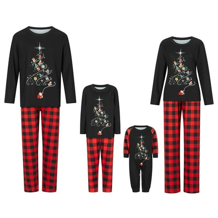 

Tregren Family Matching Christmas Pajamas Set Holiday Santa Claus Sleepwear Xmas PJS Set for Couples and Kids