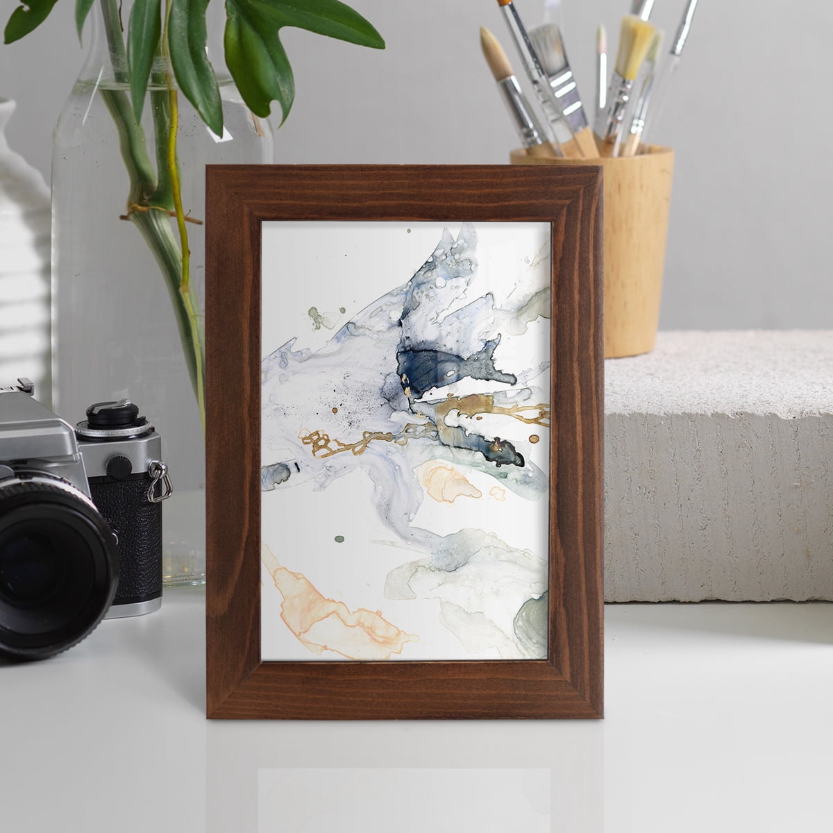 Organic Interlace II -Framed Print w/glass-Chestnut