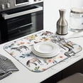 thumbnail image 3 of 2pcs Flowers Print Dish Drying Mat, Retro Style Absorbent Microfiber Pad, Multipurpose Heat Resistant Sink Mat for Kitchen Counter, 3 of 6