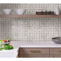 Apollo Tile   5 pack Beige and White 12-in. x 12-in. Polished Marble Mosaic Wall and Floor Tile (5 Sq ft/case)