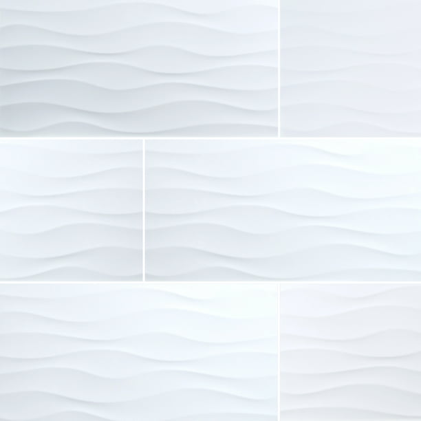 Glazed Ceramic Wall Tile, White Wave Tile Backsplash