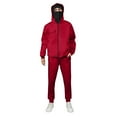 thumbnail image 3 of felwors Women's 2 Piece Balaclava Set - Zip Up Double Layer Hoodie with Kangaroo Pocket & Jogger Pants Hip Hop Y2K Outerwear(Watermelon Red, XL), 3 of 5