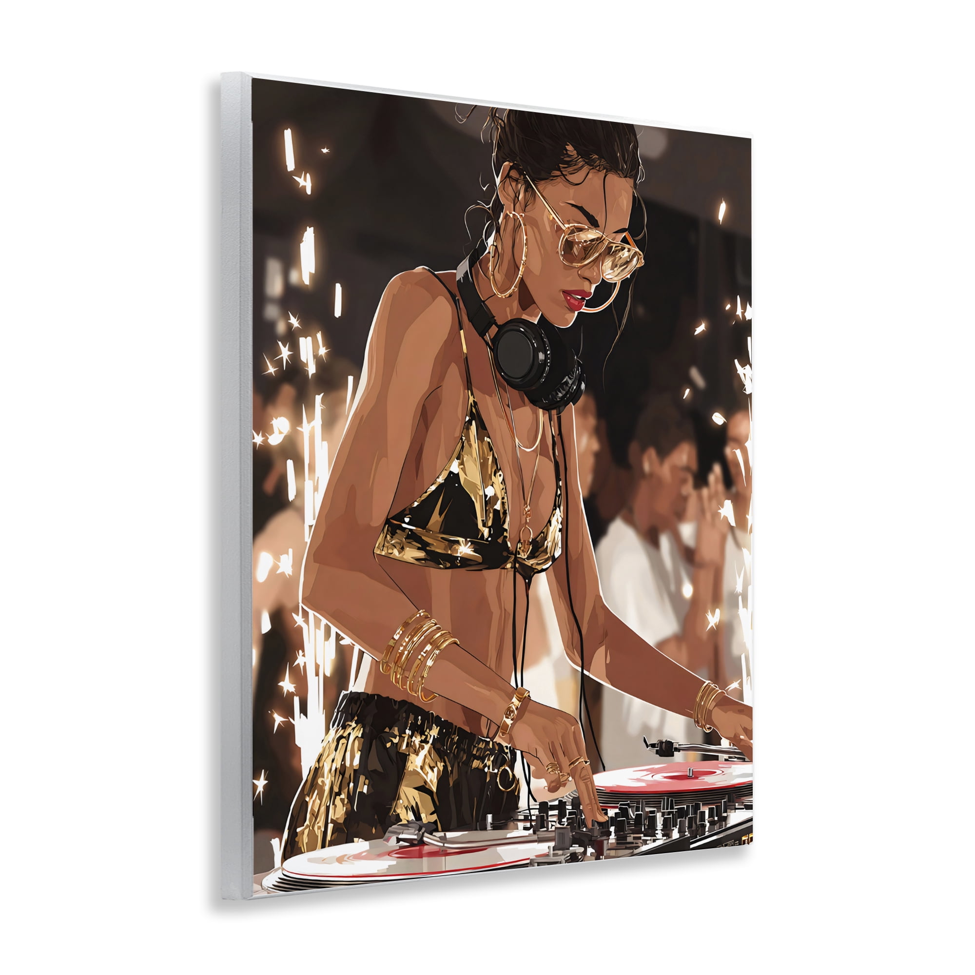 Stupell Industries Party All Night Gilded DJ Wall Plaque Art, design by Franklyn Gregory