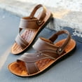 thumbnail image 4 of dmqupv Mens Sandals Slides Memory Foam Slippers Sandals Dual Use Shoes Men Sandals Leather with Straps Sandal Brown 10, 4 of 4