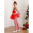 thumbnail image 6 of CHICTRY Girls Christmas Candy Cane Costume Stripes Tulle Peplum Jumpsuit Spaghetti Straps Bodysuit with Arm Sleeves A Red 8, 6 of 7