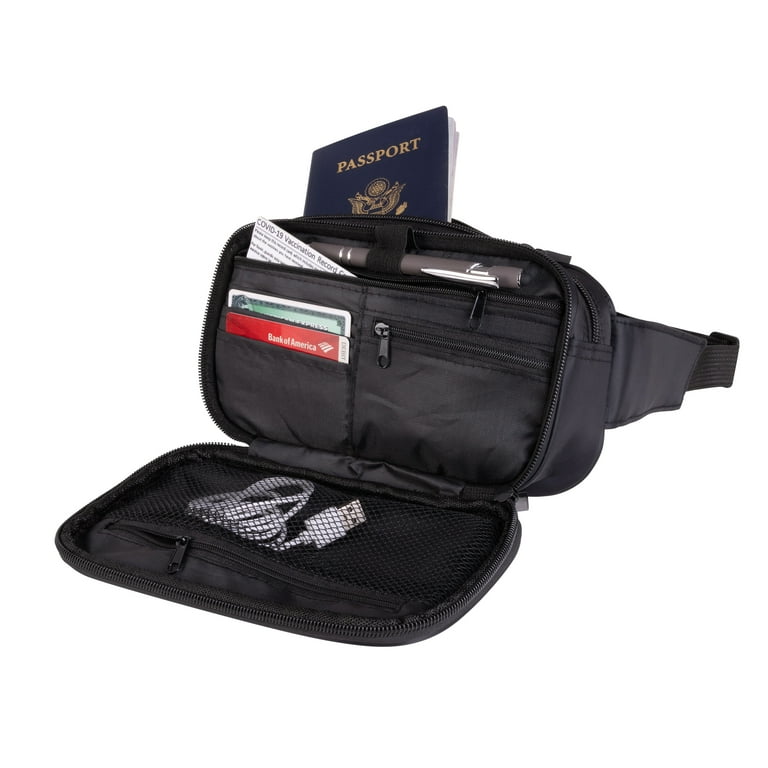 Protege Waist Pouch with RFID Buckle Fastener Nylon Black 8.6 x 4.7 x 2.7
