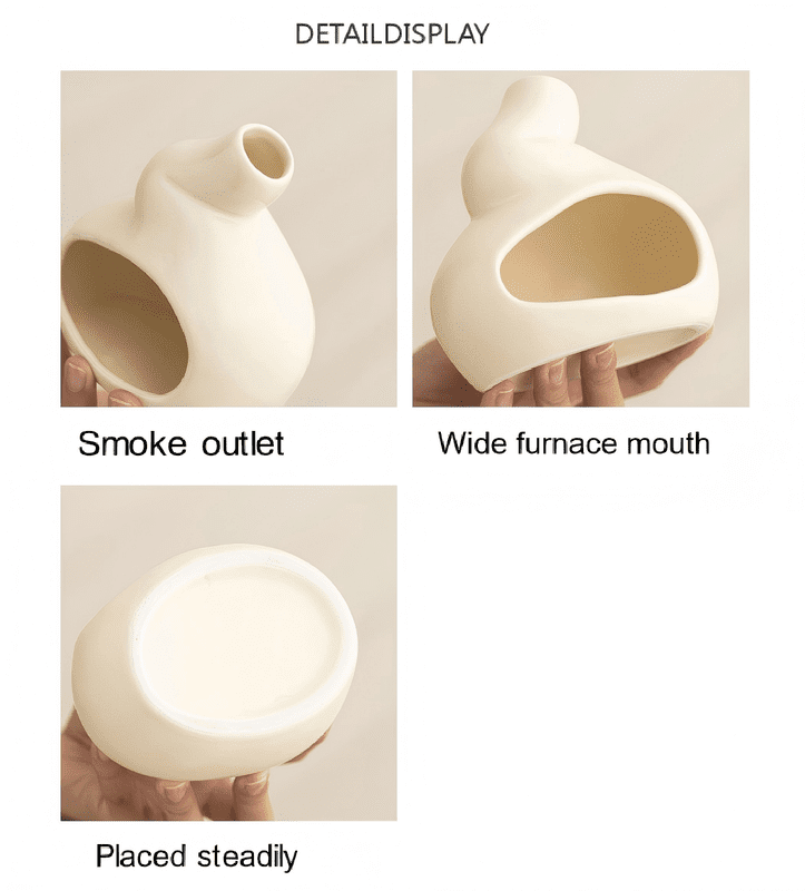 Soft Curved Minimalist Ceramic Palo Santo Holder Incense Burner -Modern Decor Holder for Holy Wood Sticks/Cones | Nordic Calm Home Accent for Energy Cleansing, Meditation-Cream White