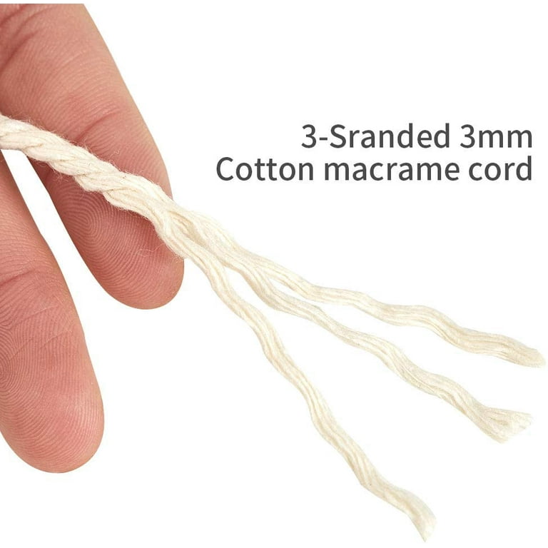 Macrame Cord 3mm x 200m, Natural Cotton Macrame Rope, 3 Strand
