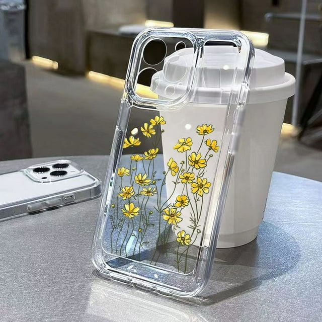 Transparent Small Chrysanthemum Flower Shockproof Case For iPhone 16 15 Pro Max 14 13 12 11 XS X XR 7 8 Plus 16 Soft Clear Cover tzw