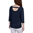 thumbnail image 2 of NY Collection Womens Petites Metallic Shadowstripe Blouse, 2 of 2