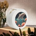 thumbnail image 6 of Naloa Flower White Dolphin Round Jewelry Box, Travel Jewelry Organizer, 3.9 x 3.9 x 2in Jewelry Storage Box for Women-White, 6 of 7